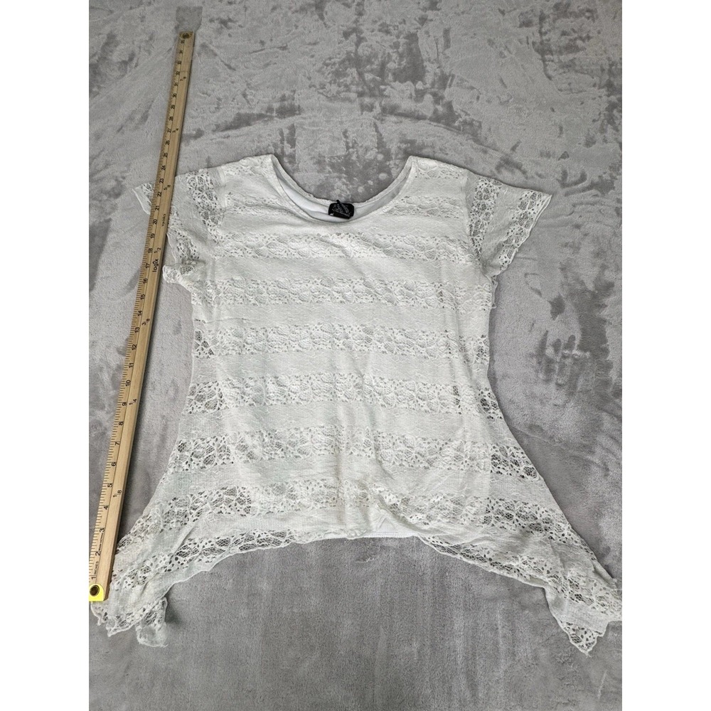 Vintage Shannon Ford Blouse Top‎ Womens Xl White Lace Overlay Stretchy Lined